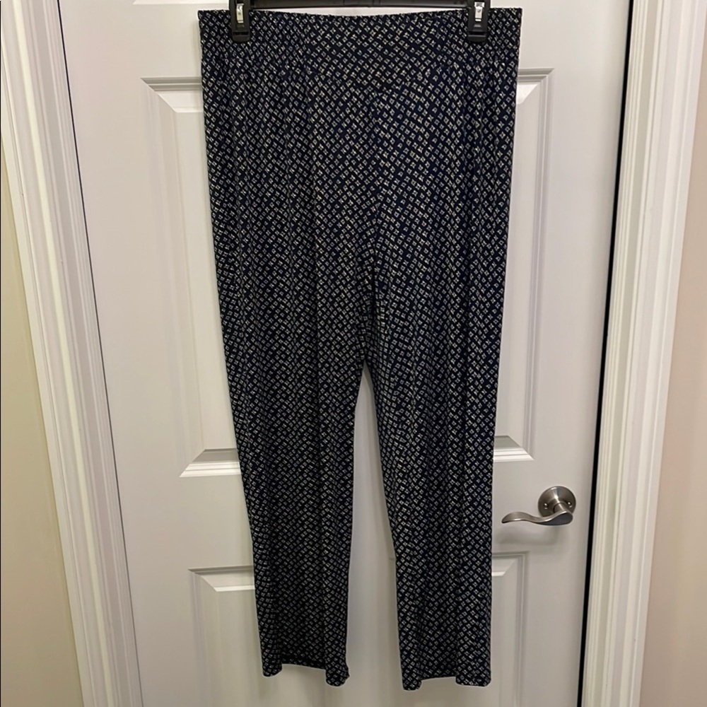 Premise Black and Cream Geometric Wide Leg Pants lightweight size 1X